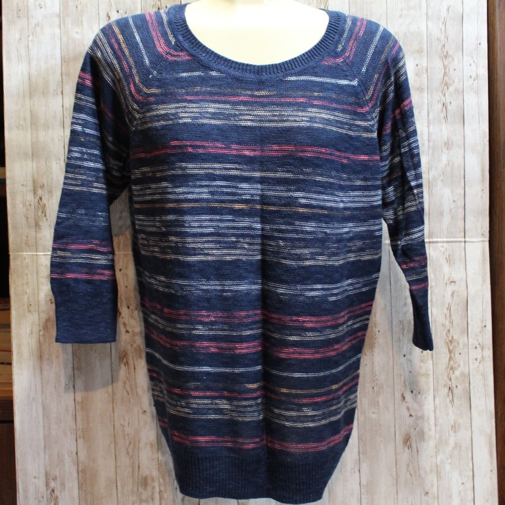 Maglia Navy Striped 3/4 Sleeve Top Medium